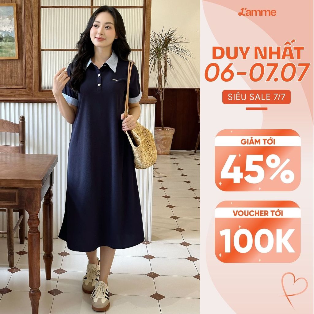 Váy bầu, đầm bầu dáng suông Remy Dress cổ polo kiểu basic, váy bầu mùa hè, đầm bầu thiết kế by L'AMME