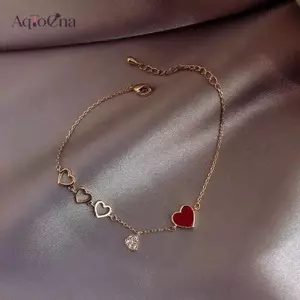 AqToCna Cô Gái Phong Cách Hàn Quốc Hình Trái Tim Kim Cương Mặt Dây Chuyền Bestie Vòng Tay Nữ Đơn Giản Thời Trang Nhẹ Trang Sức Sang Trọng Quà Tặng Sinh Nhật AqToCna