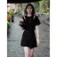 Bộ đồ hai mảnh thể thao quây màu đen phong cách Hàn Quốc mùa hè Giảm tuổi Slim-fit Slimmer Look Tay ngắn Top Matching High