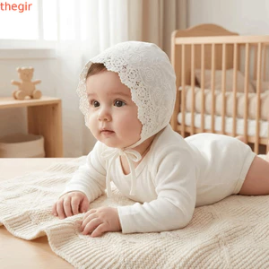THEGIRL8B Mũ Ren Cho Bé, Mũ Chống Nắng Mùa Hè Hoa Trắng, Công Chúa Đơn Giản Thoáng Khí Hoa Sơ Sinh Mũ Trẻ Em