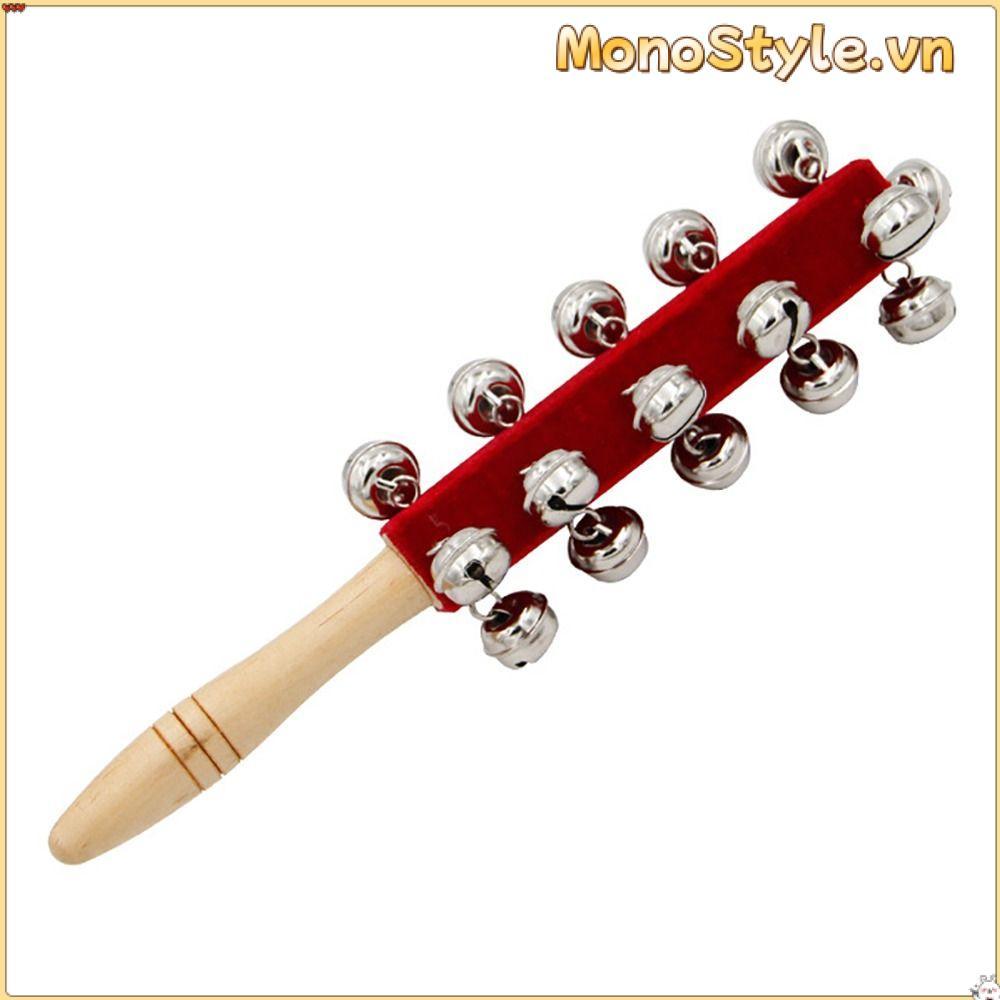 Chuông lục lạc tay MONOSTYLE, Shaker Đồ chơi âm nhạc Orff Nhạc cụ 21 thanh chuông, Vải nhung đỏ Đồ chơi trẻ em Chuông quay tay