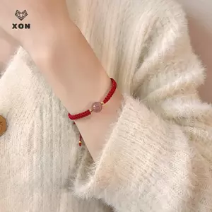 Mới Obsidian Luy Hạt Dâu Pha Lê Vòng Tay Nữ Dệt Vòng Tay Cặp Đôi Quà Tặng [Mina]