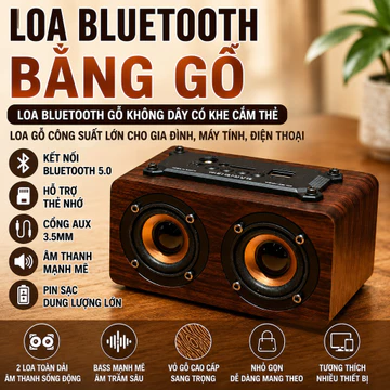 Loa Bluetooth gỗ loa Bluetooth loa không dây loa thẻ nhớ loa USB loa để bàn loa stereo loa bass