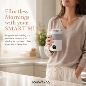 Cốc khuấy tự động DONOVANQQ, Cốc cà phê có thể sạc lại 400mL, Cốc khuấy chịu nhiệt USB di động tại nhà