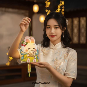 DONOVANQQ DIY Đèn Lồng Giấy, Pin Handmade Phát Sáng Thỏ Đèn, Đèn Ngủ Cầm Tay Vintage Dễ Thương DIY 3D Giấy Trung Quốc Đèn Hoa Họ
