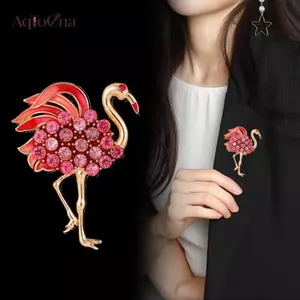 AqToCna Thời Trang Tính Khí Động Vật Pha Lê Flamingo Thổ Cẩm Dành Cho Nữ Quần Áo Áo Áo Phụ Kiện Quà Tặng AqToCna