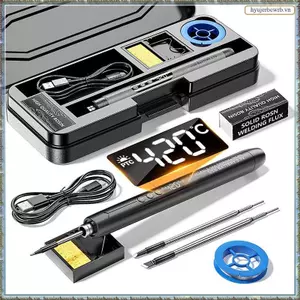 Bộ sắt hàn USB Công cụ hàn không dây Công cụ hàn nhiệt độ có thể điều chỉnh Giao diện Type-C Hàn với màn hình kỹ thuật số LED Màn hình kỹ thuật số Sắt Đen