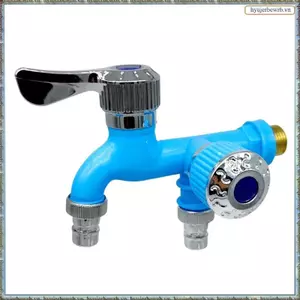 1 / 2Inch Giao Diện Đa Năng Vòi Ổ Cắm Đôi Điều Khiển Kép Vòi Nước Nhà Phòng Tắm Vòi Đầu Nối Tưới Màu Xanh Dương