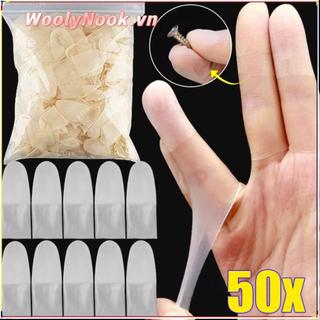 WOOLYNOOK 50 Chiếc Găng Tay Cao Su, Ngón Tay Mờ Siêu Mỏng, Chống Trơn Trượt, Dụng Cụ Làm Móng Dùng Một Lần