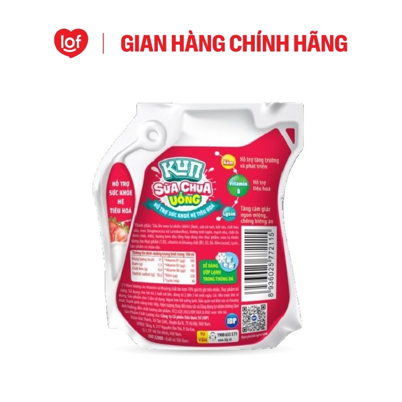 Sữa chua uống KUN vị dâu thùng 24 túi x 110ml