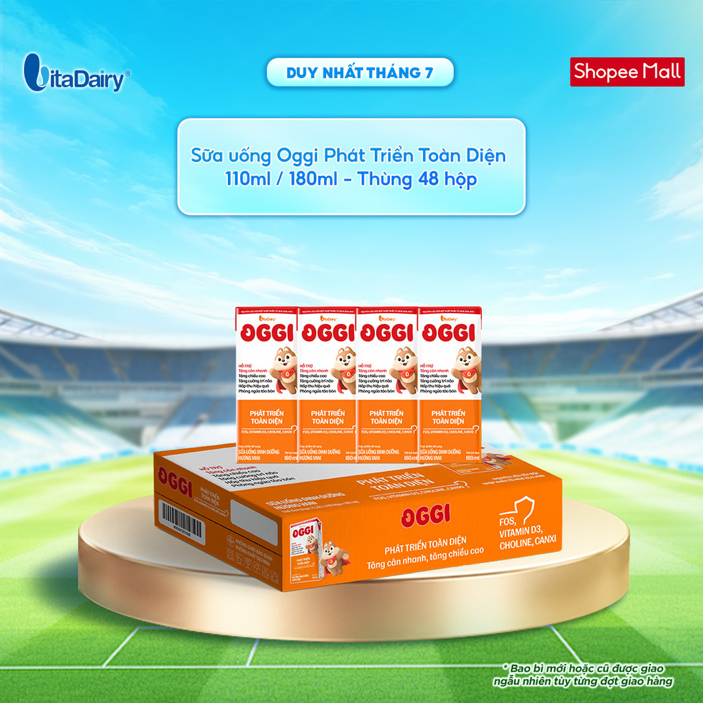 [THÙNG 48 HỘP] Sữa uống Oggi Phát triển toàn diện - Hộp 110ml/180ml - Giúp bé tăng cân khoẻ, hỗ trợ phát triển toàn diện