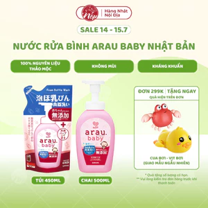 Nước rửa bình ARAU Baby Nhật chính hãng chai 500ML/túi 450ML - nepshop1