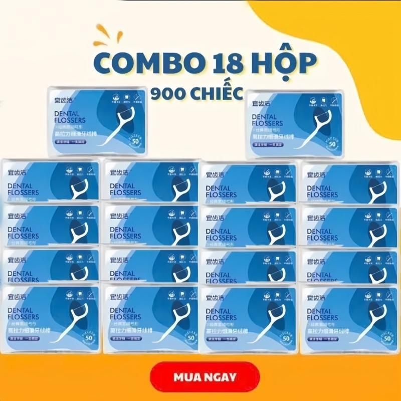 (ComBo 18 hộp) Tăm chỉ nha khoa Vệ Sinh Răng Miệng Chuyên Dụng 1 Hộp 50 cái