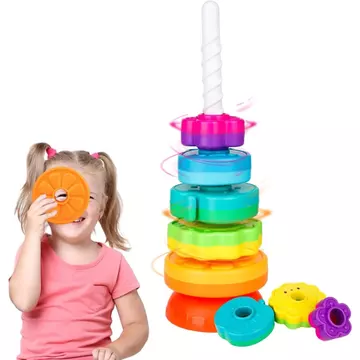 Đồ chơi xếp chồng quay giáo dục cho bé, Nhẫn xếp chồng Đồ chơi cho bé, Đồ chơi học tập Montessori cho trẻ mới biết đi, Đồ vận động tinh xảo và giác quan cho trẻ em, Quà tặng cho bé gái Bé trai từ 12 t