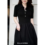 Đầm sơ mi nữ ELLA DORA 4 cúc đồng form ôm dáng dài thanh lịch công sở dễ mặc đi làm đi chơi [D249] — ảnh 2