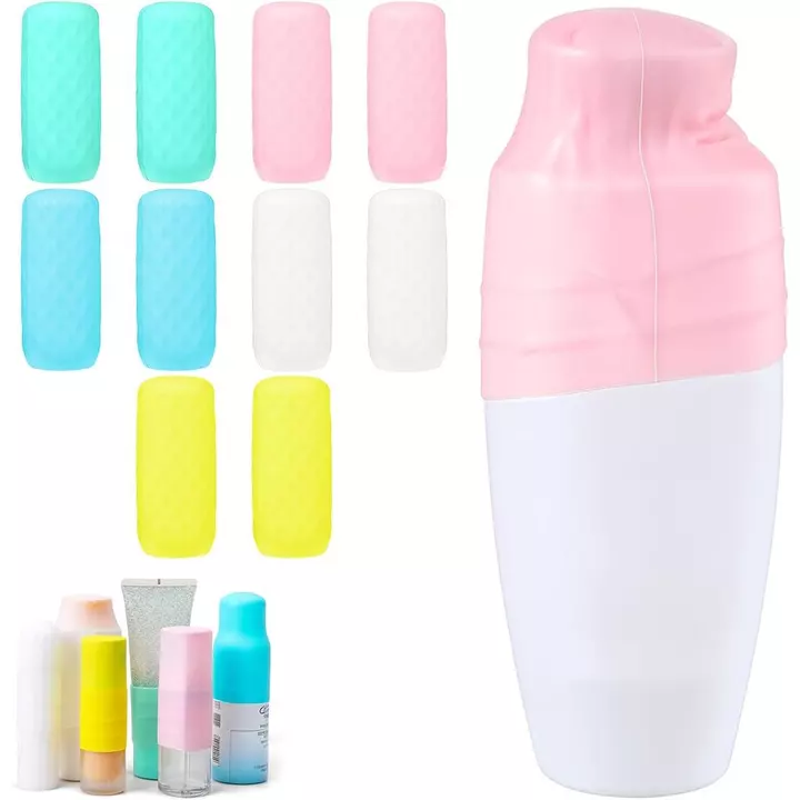 Tyqour 10 Gói Vỏ Chai Silicon Chống Rò Rỉ Chai Du Lịch Có Vỏ Silicon Cho Đồ Vệ Sinh Du Lịch Tay Co Giãn Để Chống Rò Rỉ Phù Hợp Với Chai Kích Thước Du Lịch Khác Nhau
