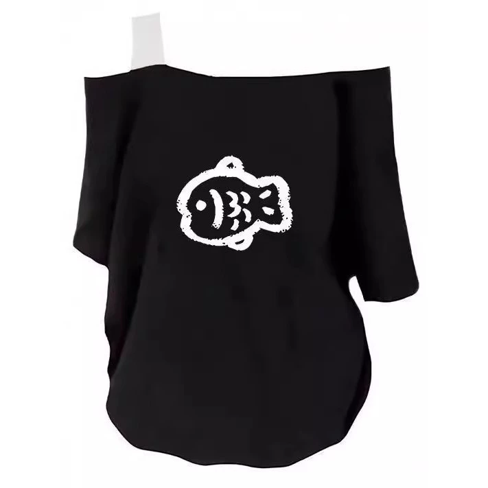 áo thun trễ vai 1 bên áo phông trễ vai Áo phông cộc tay in hình cá bé bỏng hai dây trễ vai hot girl áo cộc tay sang trọng phong cách học đường thích hợp thiết kế mùa hè cho nữ