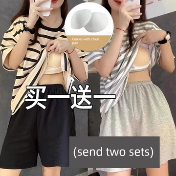 đồ bộ nữ đồ mặc nhà set xinh Đồ ngủ modal nữ mẫu mới mùa hè 2025 kèm đệm ngực cỡ lớn tay ngắn nữ 100% cotton bộ đồ mặc ngoài