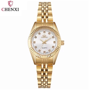 CHENXI Thương Hiệu Cao Cấp Đồng Hồ Nữ Vàng Cho Nữ Đồng Hồ Nữ Nữ Đầm Kim Cương Giả Thạch Anh Chống Thấm Nước Đồng Hồ Đeo Tay