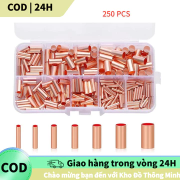 [COD] Set 250 đầu nối ống đồng uốn chuyên dụng 7 size, dùng dây 1-6mm, nối nhanh, chống gỉ, hiệu quả cao.