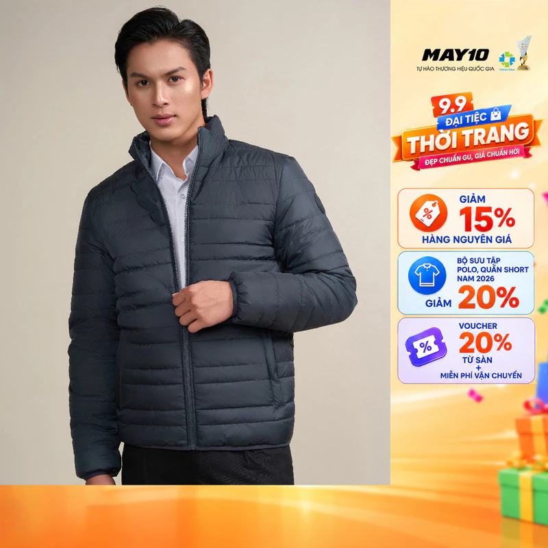 Áo khoác bông nam hai mặt May 10 mã 030124221LGG NAVY — ảnh 1