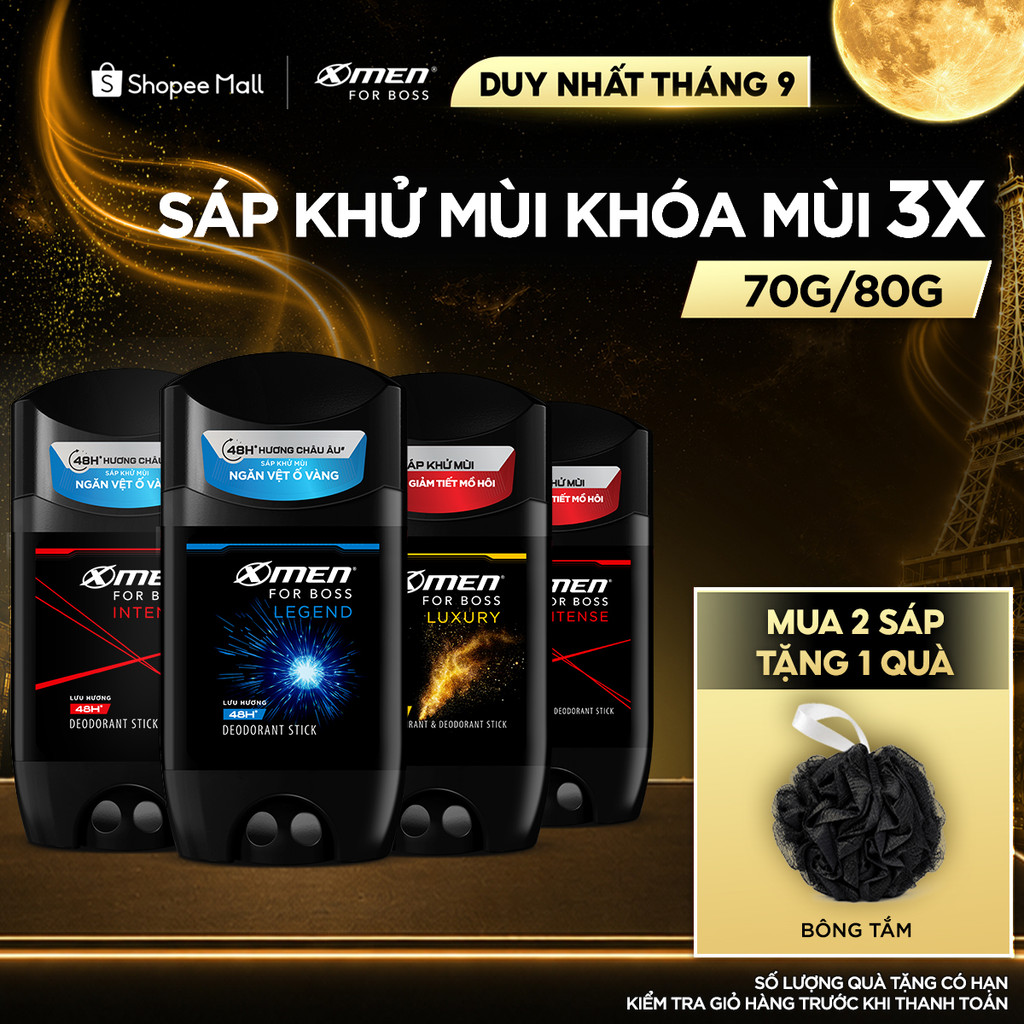 [MỚI] Sáp khử mùi XMen for Boss 70g/80g - Sáp thơm Châu Âu, ngăn tiết mồ hôi (sáp trắng), ngăn vệt ố vàng (sáp xanh)