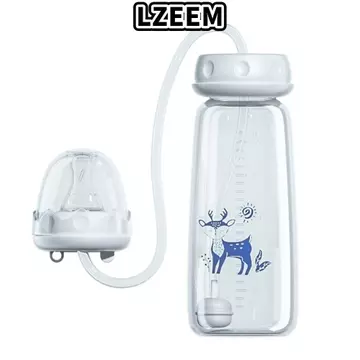 Bình sữa rảnh tay LZEEM, kèm cọ ống hút Bộ bình sữa bóng trọng lực, Bình trữ sữa tự ăn cổ bình thường 8oz / 240ml cho bé từ 3 tháng tuổi trở lên
