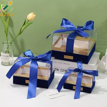 Hộp quà tay HJKL, có ruy băng Hộp quà Acrylic vuông, Hộp quà phù dâu DIY Hộp quà nơ trong suốt Hộp quà tiệc kỷ niệm