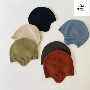 Mũ dệt kim cho bé GOGOU, Bảo vệ tai cho bé gái Mũ beanie trẻ em, Mũ lưỡi trai Cotton dễ thương Thu đông Mũ lưỡi trai trẻ sơ sinh Đạo cụ chụp ảnh