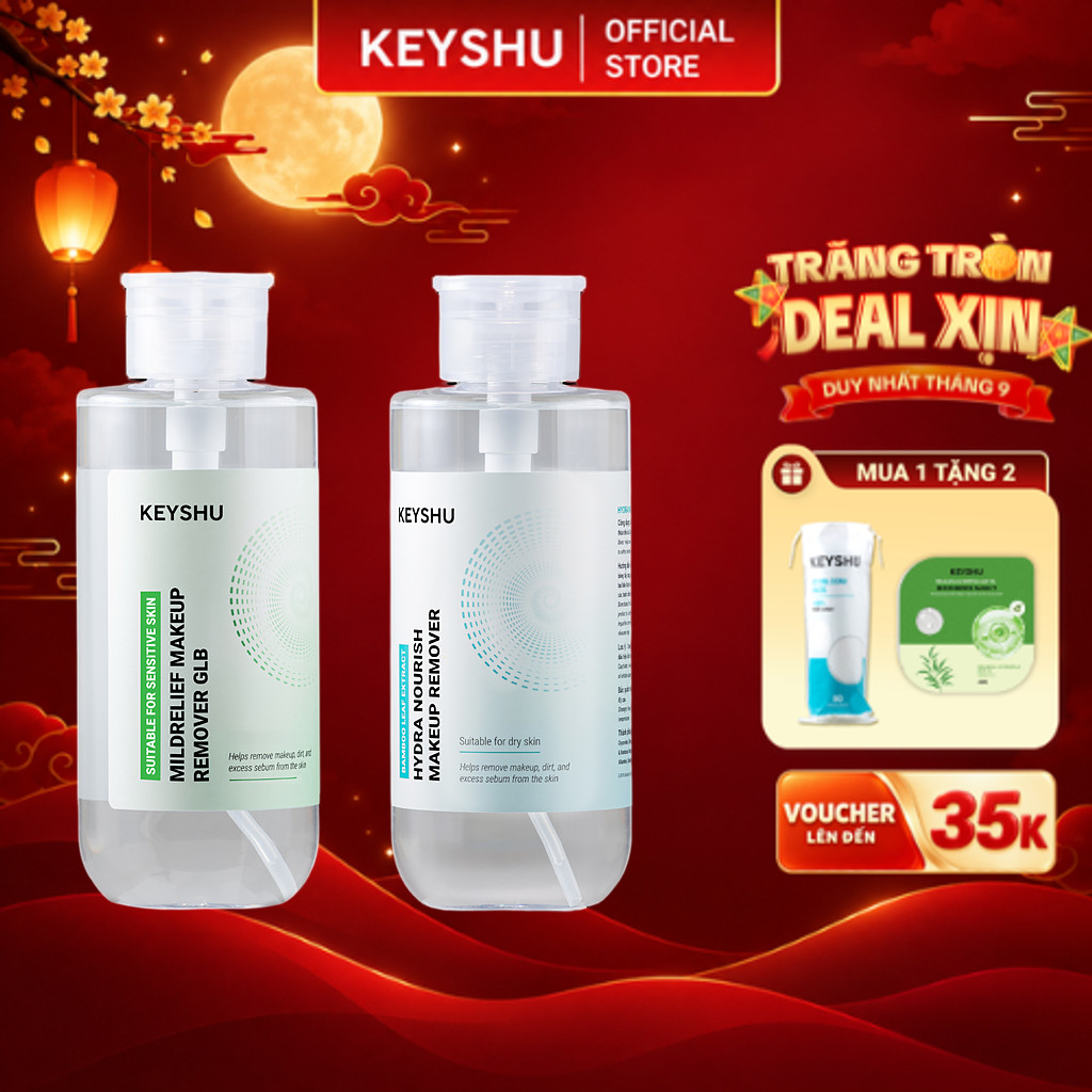 [KOL x KEYSHU] Nước Tẩy Trang Makeup Remover KEYSHU Phù Hợp Cho Da Dầu, Da Khô,Nhạy Cảm Và Da Thường 550ml