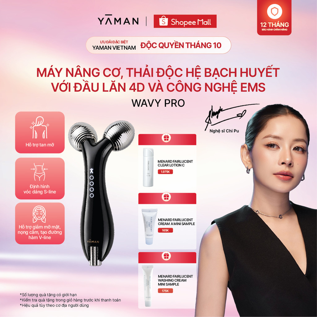 [MUA 1 TẶNG 3] Máy nâng cơ thải độc hệ bạch huyết YAMAN với đầu lăn lốc xoáy 4D Extra và công nghệ EMS WAVY PRO