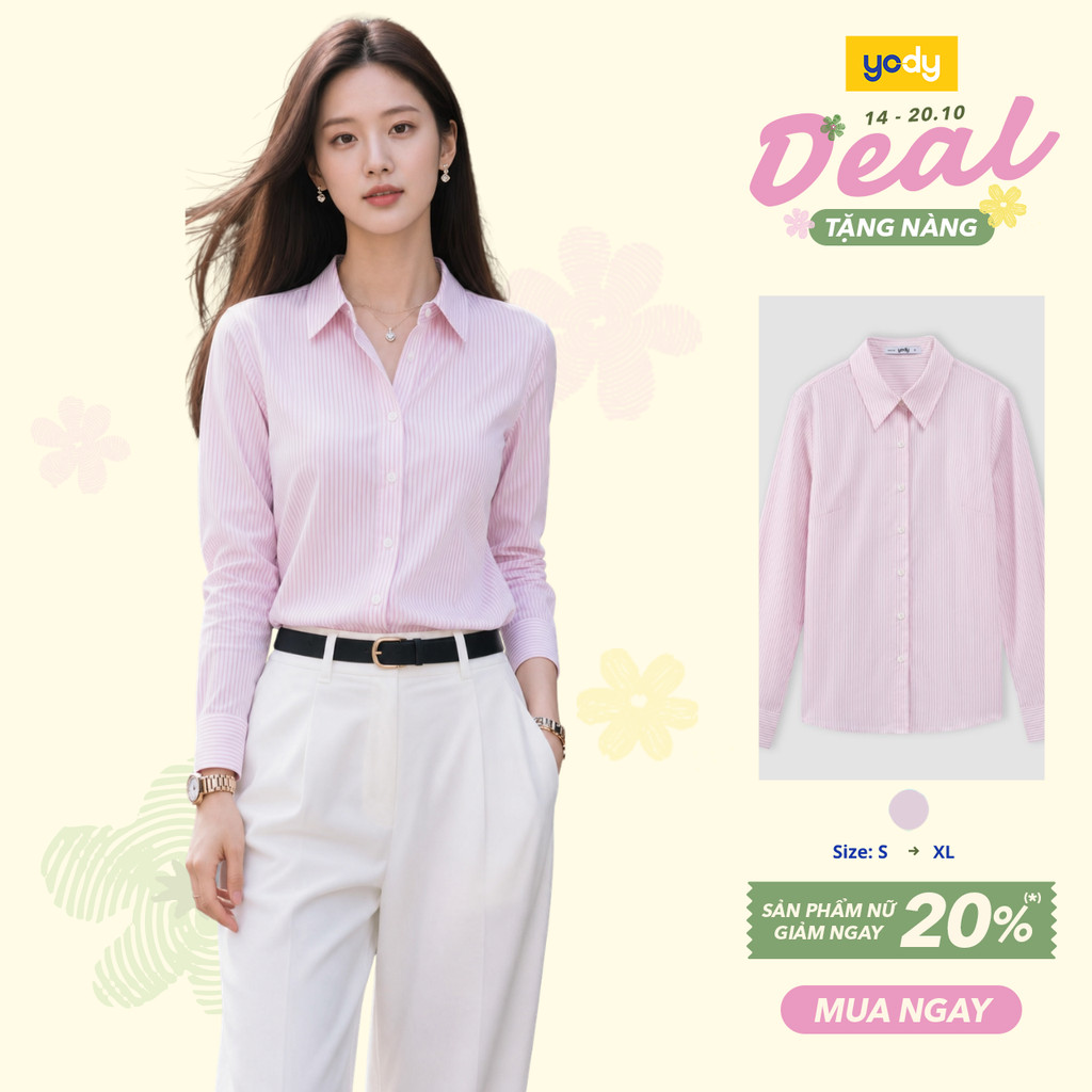 Áo Sơ-mi nữ YODY áo dài tay, vải Knit Long Sleeve Essential TRA - WOSH26A010