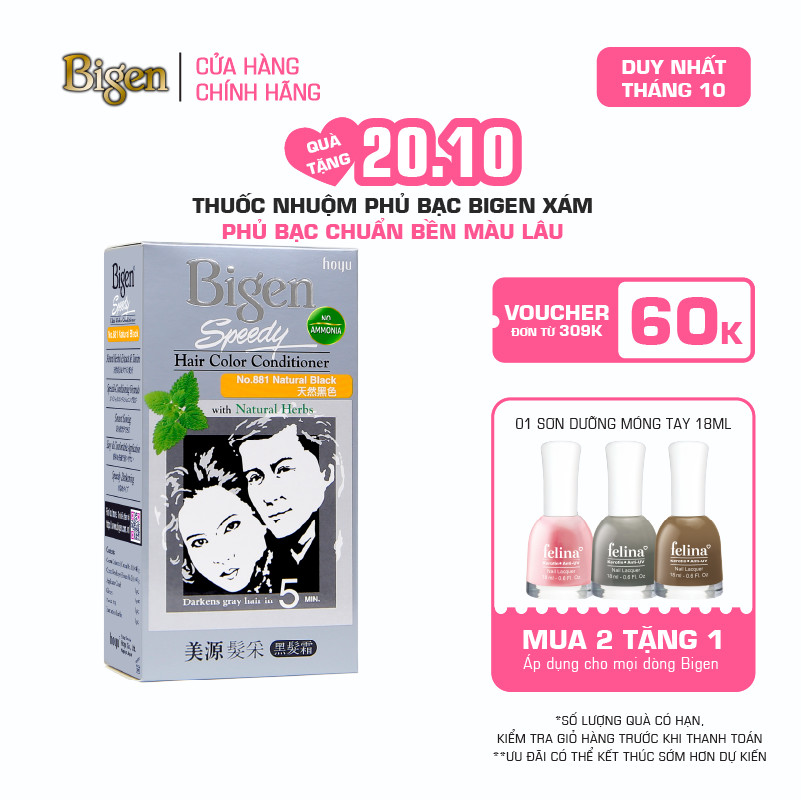 Thuốc Nhuộm Tóc Phủ Bạc Tại Nhà Bigen Xám - Phủ Bạc Thảo Dược, Dưỡng Tóc Mềm Mượt 80ml