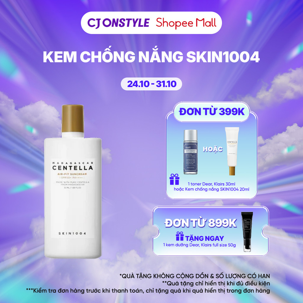 Kem chống nắng Skin1004 Madagascar Centella Air-Fit SunCream Plus SPF50+ PA++++ kiềm dầu, nâng tone 50ml