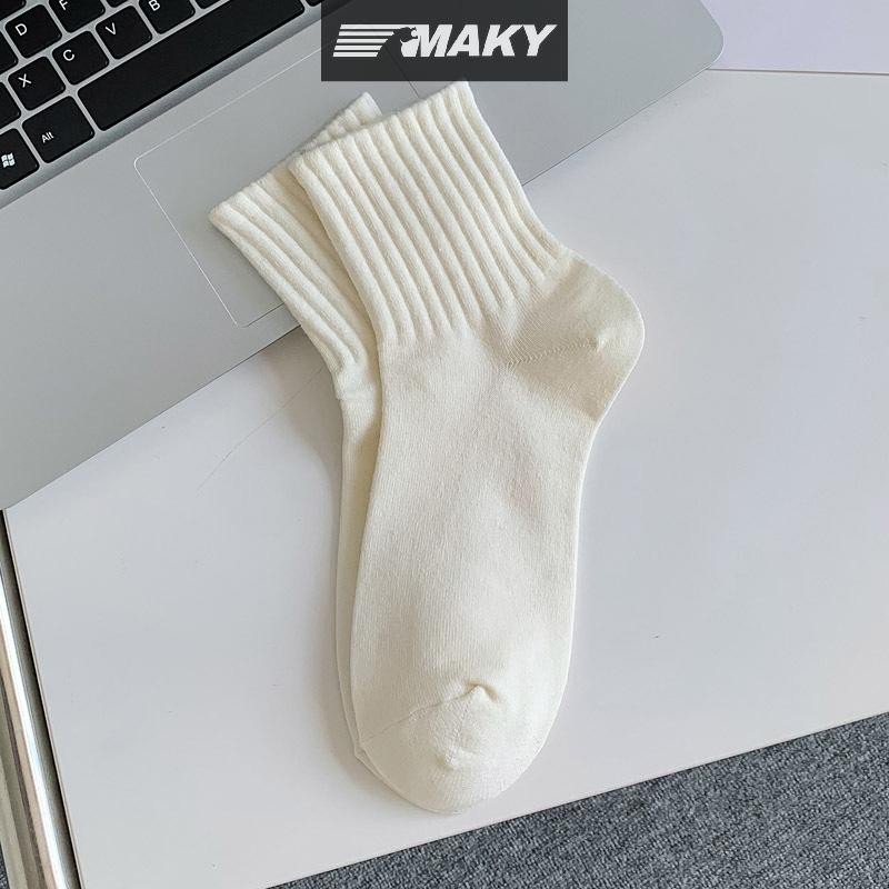 Newwellknownepic 1 Đôi Tất Ngắn Màu Trơn Cho Nữ Mùa Thu Cotton Thoáng Khí Mềm Giữa Ống Tất Thể Thao Thông Thường Bé Gái Mỏng Tươi Tất VN