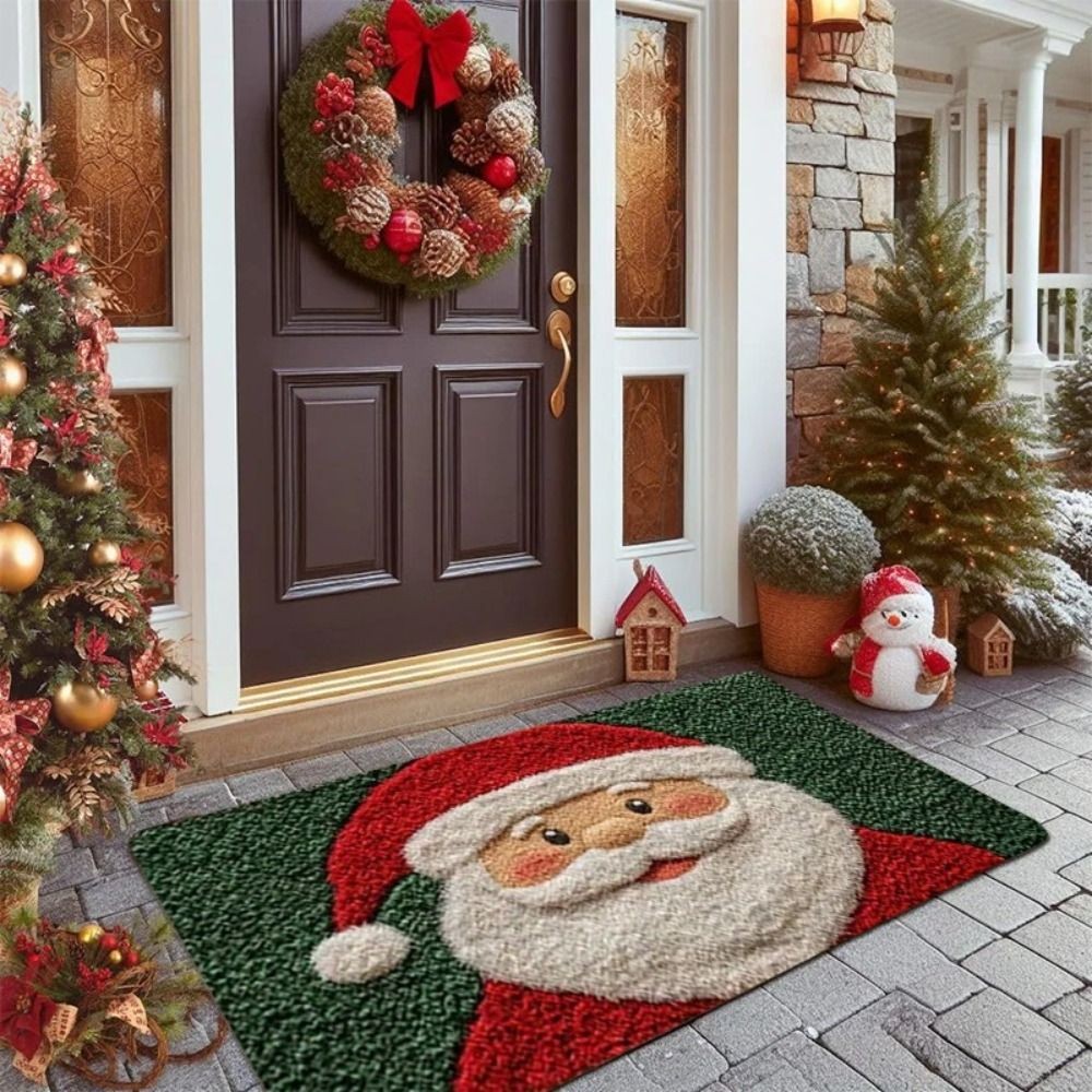 Thảm cửa Giáng sinh MARGREDY, Thảm phòng tắm trang trí Giáng sinh thiết kế ông già Noel, Tấm lót chống trượt thấm nước
