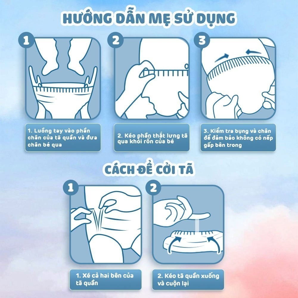 [Combo Chuyên Ngày Đêm] Tã/Bỉm Dán Cao Cấp Aiwibi Cho Bé Siêu Thấm Hút - Gói Lớn