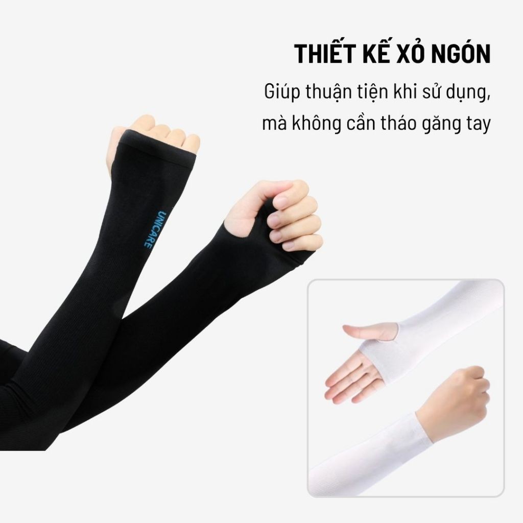 [Set 2 Đôi]  Găng Tay Thể Thao Unicare Chống Nắng Tia UV Unicare Cao Cấp, Găng Tay Xỏ Ngón Chất Thun Lạnh Co Giãn