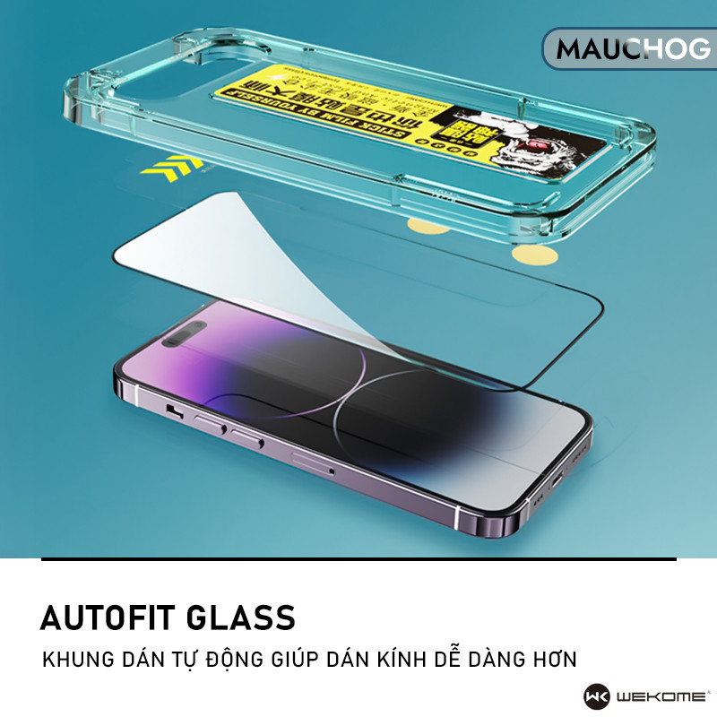 Kính Cường Lực Trong Suốt WK Có Khung Tự Dán Cho Điện Thoại iPhone 17 Pro Max 16 15 14 13 12