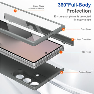 Ốp lưng toàn bộ bản lề từ tính cho Samsung Galaxy Z Fold 7 6 5 4 3 có vỏ phim cường lực