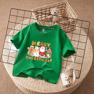 Áo thun trẻ em màu đỏ Giáng sinh tay ngắn in hình ông già Noel Trang phục ngày lễ hội cho bé và trẻ mới biết đi