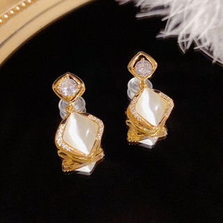 Bông tai thời trang từ bạc s925 và kim cương opal nhỏ, độc đáo và sang trọng
