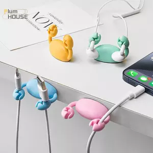 PlumHOUSE Dễ Thương Cua Cáp Tổ Chức Kẹp Cáp Dữ Liệu Đứng Điện Thoại Di Động Cáp Sạc Tổ Chức Fixer Bàn Tự Dính Dây Tidy Giá Đỡ VN