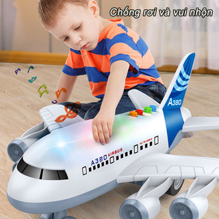 【BabyJoy】Đồ chơi máy bay Airbus A380 chạy đà,Mô Hình Đồ Chơi Máy Bay Cỡ Cho Trẻ,có nhạc và đèn,tặng kèm 8 xe hợp kim