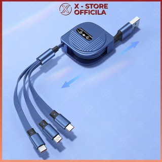 Cáp sạc nhanh 3 trong 1 thu gọn 100W, dây sạc Type C/LN/Micro, dây rút tự động, chống rối - DSN3DRG