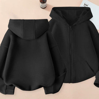 Áo Hoodie có khóa kéo trống cho trẻ em Áo khoác màu trơn màu đen trắng mềm mại thoải mái Áo khoác ngoài thông thường