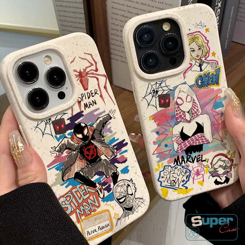Ốp Lưng Tương Thích Cho IPhone 16 11 15 13 17 14 12 Pro Max XR Air X XS Max 16 7 13 12 17 Pro 15 6 6s 16 8 14 Plus SE 2020 Cặp Đôi Thời Trang Cool Spider-Man Gwen Soft Bao da