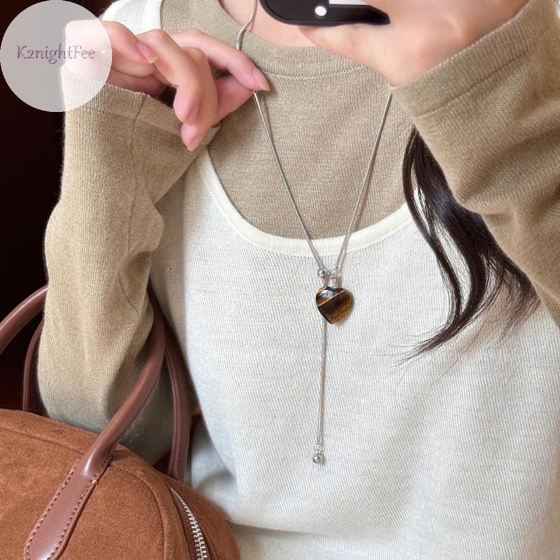 K2nightFee Phong Cách Dân Tộc Handmade Vòng Cổ Gốm Cho Nữ Áo Len Dây Xích Có Thể Điều Chỉnh Trái Tim Mặt Dây Chuyền Đính Hạt Vòng Cổ Trang Sức VN