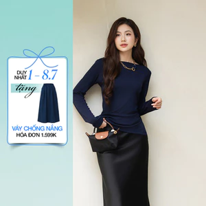 Áo Thun Kiểu Form Slim GUMAC Cổ Thuyền Có Độ Rộng Nhẹ Tay Dài Và Cửa Tay Hơi Loe ATF12029