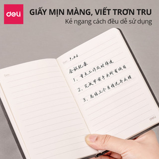 [QUÀ TẶNG] Sổ Tay Bìa Da Mini A7 Cao Cấp Deli - 192 Trang 80gsm - Sổ Da Ghi Chép Kẻ Ngang Chống Nước Viết Nhật Ký